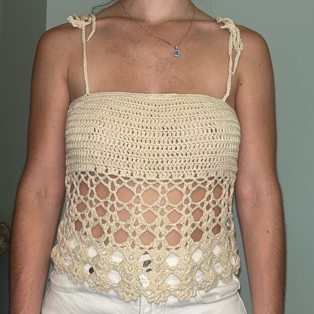 Crochet Cream Top